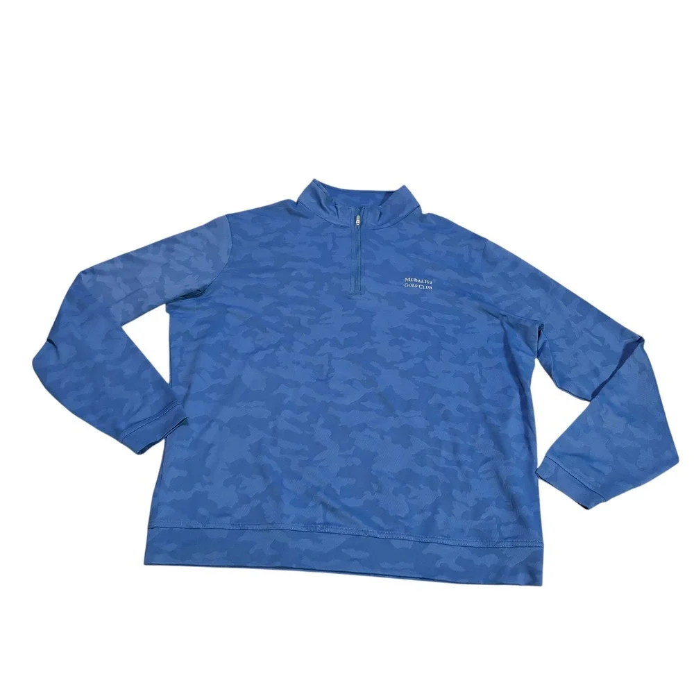 Peter Millar Royal Blue Camo Quarter-Zip Sweater